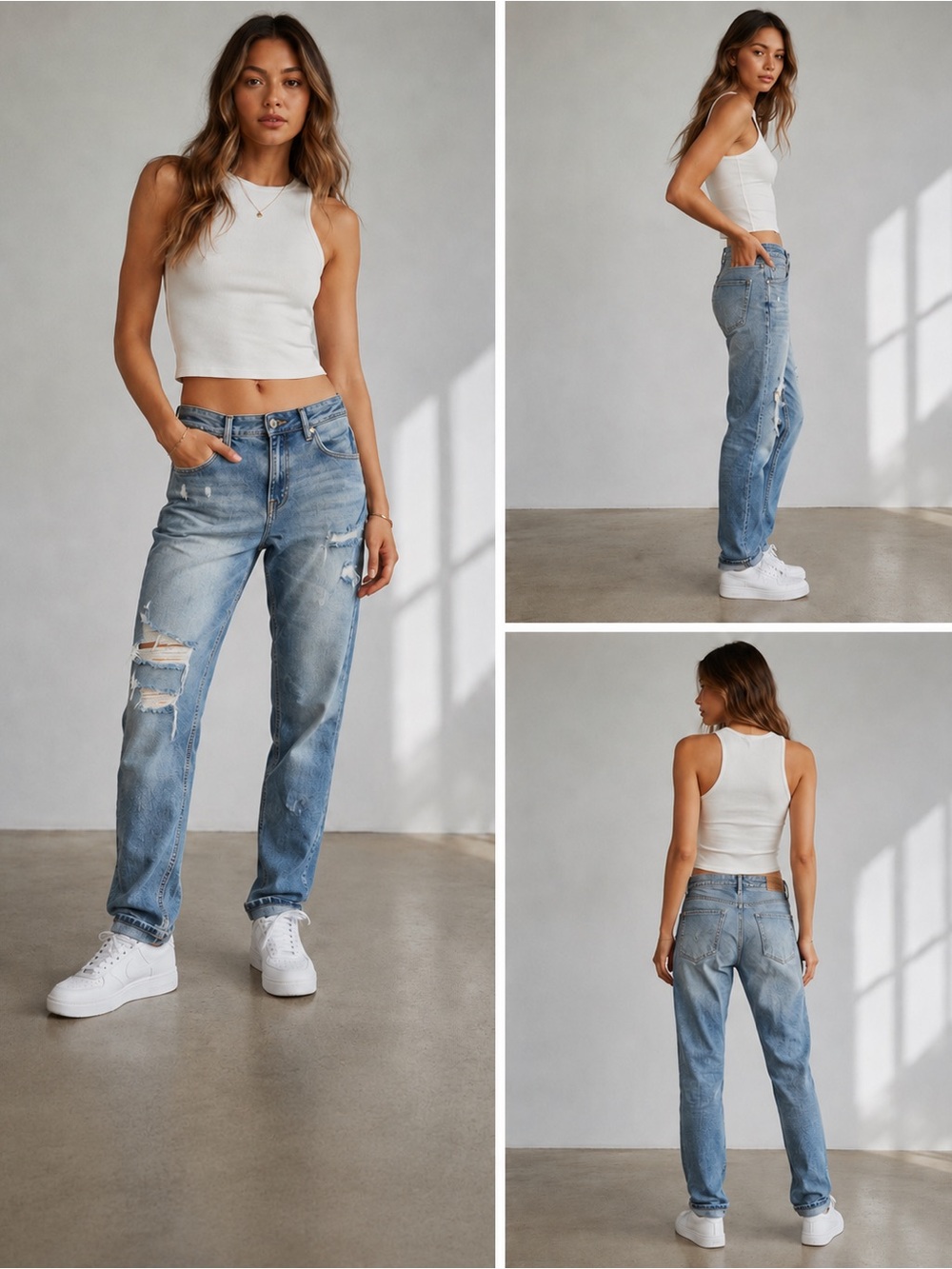 KanCan Estilo Distressed Boyfriend‎ Jeans Light Wash Relaxed Fit Size 26